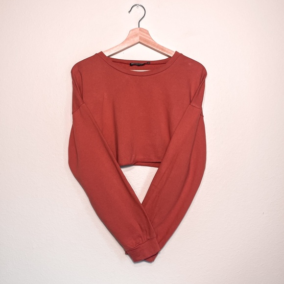 Womens Cropped PrettyLittleThing Pullover Sweatshirt Long Sleeve Cropped Top - Picture 5 of 11